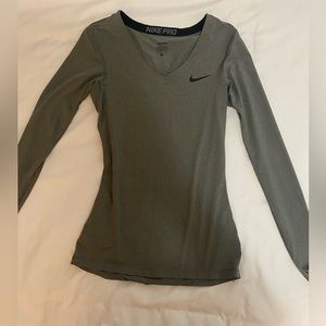 nike pro gray compression shirt